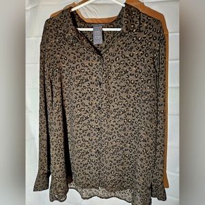 XXL Sheer green leopard print shirt gently used
